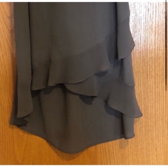 Lush long ruffle tunic army green sleeveless top Sz XS - Picture 3 of 11